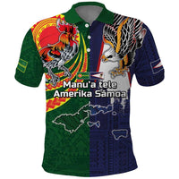 Manuʻa Islands and American Samoa Together Polo Shirt Rooster and Eagle Mascot National Map and Flag Style LT03 Green - Polynesian Pride