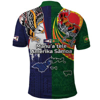 Manuʻa Islands and American Samoa Together Polo Shirt Rooster and Eagle Mascot National Map and Flag Style LT03 - Polynesian Pride