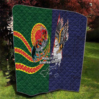 Manuʻa Islands and American Samoa Together Quilt Rooster and Eagle Mascot National Map and Flag Style LT03 - Polynesian Pride