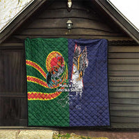 Manuʻa Islands and American Samoa Together Quilt Rooster and Eagle Mascot National Map and Flag Style LT03 - Polynesian Pride