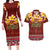 Aloha Plumeria Flowers Couples Matching Long Sleeve Bodycon Dress and Hawaiian Shirt With Hawaiian Style Tapa Tribal