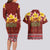 Aloha Plumeria Flowers Couples Matching Long Sleeve Bodycon Dress and Hawaiian Shirt With Hawaiian Style Tapa Tribal