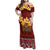 Aloha Plumeria Flowers Family Matching Off Shoulder Maxi Dress and Hawaiian Shirt With Hawaiian Style Tapa Tribal