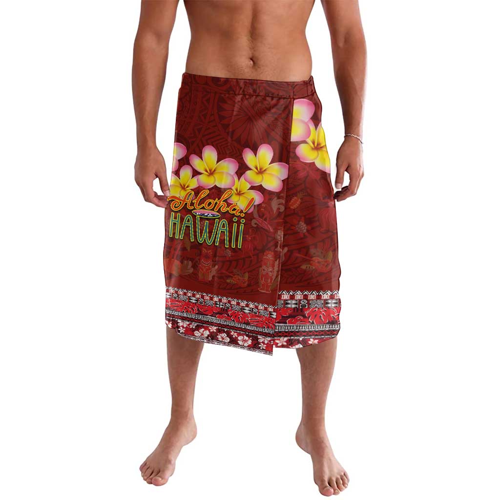 Aloha Plumeria Flowers Lavalava With Hawaiian Style Tapa Tribal