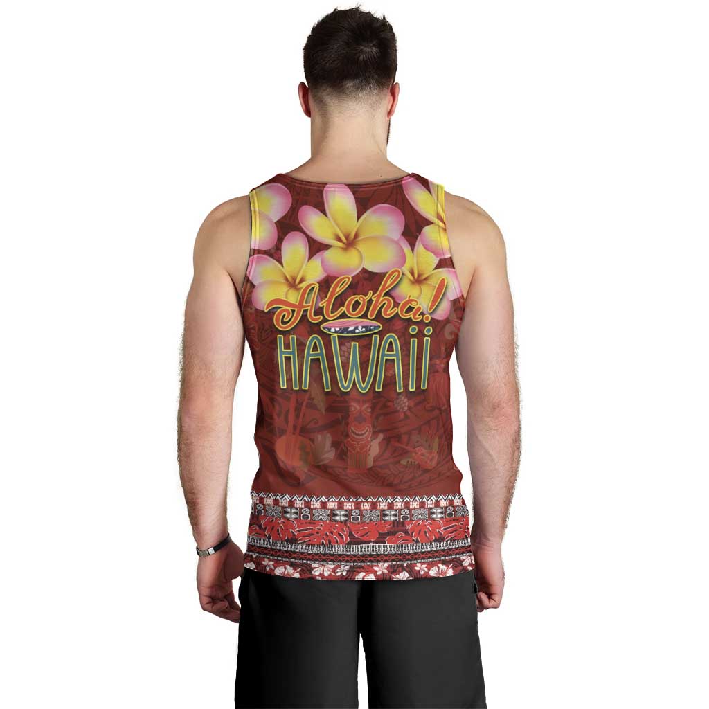 Aloha Plumeria Flowers Men Tank Top With Hawaiian Style Tapa Tribal LT03 - Polynesian Pride