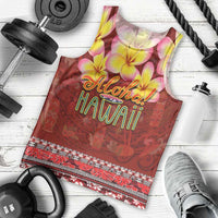 Aloha Plumeria Flowers Men Tank Top With Hawaiian Style Tapa Tribal LT03 - Polynesian Pride