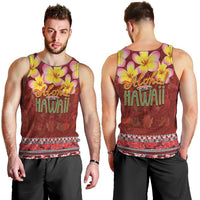 Aloha Plumeria Flowers Men Tank Top With Hawaiian Style Tapa Tribal LT03 - Polynesian Pride