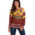 Aloha Plumeria Flowers Off Shoulder Sweater With Hawaiian Style Tapa Tribal