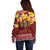 Aloha Plumeria Flowers Off Shoulder Sweater With Hawaiian Style Tapa Tribal