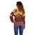 Aloha Plumeria Flowers Off Shoulder Sweater With Hawaiian Style Tapa Tribal