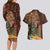 Hawaiian Tiki Mask Surfing Kakau Pattern Couples Matching Long Sleeve Bodycon Dress and Hawaiian Shirt