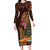 Hawaiian Tiki Mask Surfing Kakau Pattern Family Matching Long Sleeve Bodycon Dress and Hawaiian Shirt