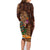 Hawaiian Tiki Mask Surfing Kakau Pattern Family Matching Long Sleeve Bodycon Dress and Hawaiian Shirt