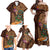 Hawaiian Tiki Mask Surfing Kakau Pattern Family Matching Off Shoulder Maxi Dress and Hawaiian Shirt