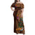 Hawaiian Tiki Mask Surfing Kakau Pattern Family Matching Off Shoulder Maxi Dress and Hawaiian Shirt