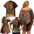 Hawaiian Tiki Mask Surfing Kakau Pattern Family Matching Off Shoulder Short Dress and Hawaiian Shirt