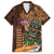 Hawaiian Tiki Mask Surfing Kakau Pattern Family Matching Off Shoulder Short Dress and Hawaiian Shirt