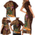 Hawaiian Tiki Mask Surfing Kakau Pattern Family Matching Short Sleeve Bodycon Dress and Hawaiian Shirt