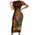 Hawaiian Tiki Mask Surfing Kakau Pattern Family Matching Short Sleeve Bodycon Dress and Hawaiian Shirt