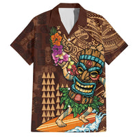 Hawaiian Tiki Mask Surfing Kakau Pattern Hawaiian Shirt LT03 Brown - Polynesian Pride