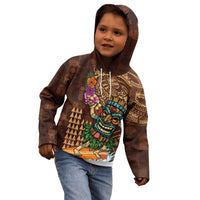 Hawaiian Tiki Mask Surfing Kakau Pattern Kid Hoodie LT03 - Polynesian Pride