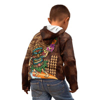 Hawaiian Tiki Mask Surfing Kakau Pattern Kid Hoodie LT03 - Polynesian Pride