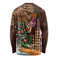 Hawaiian Tiki Mask Surfing Kakau Pattern Long Sleeve Shirt LT03 - Polynesian Pride