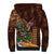 Hawaiian Tiki Mask Surfing Kakau Pattern Sherpa Hoodie