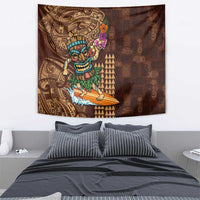 Hawaiian Tiki Mask Surfing Kakau Pattern Tapestry LT03 - Polynesian Pride
