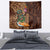 Hawaiian Tiki Mask Surfing Kakau Pattern Tapestry