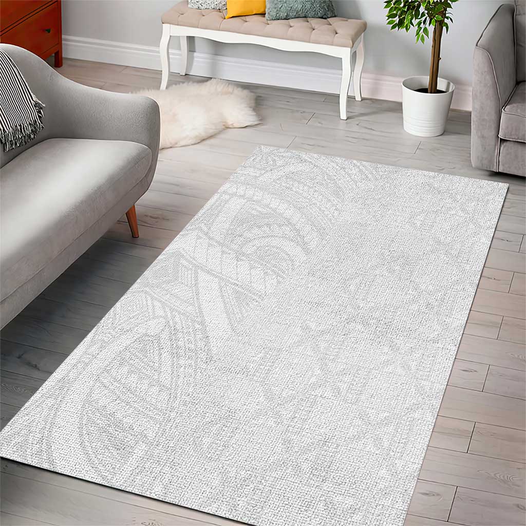 Niue White Sunday Area Rug Hiapo Tribal Art Tattoos LT03 - Polynesian Pride