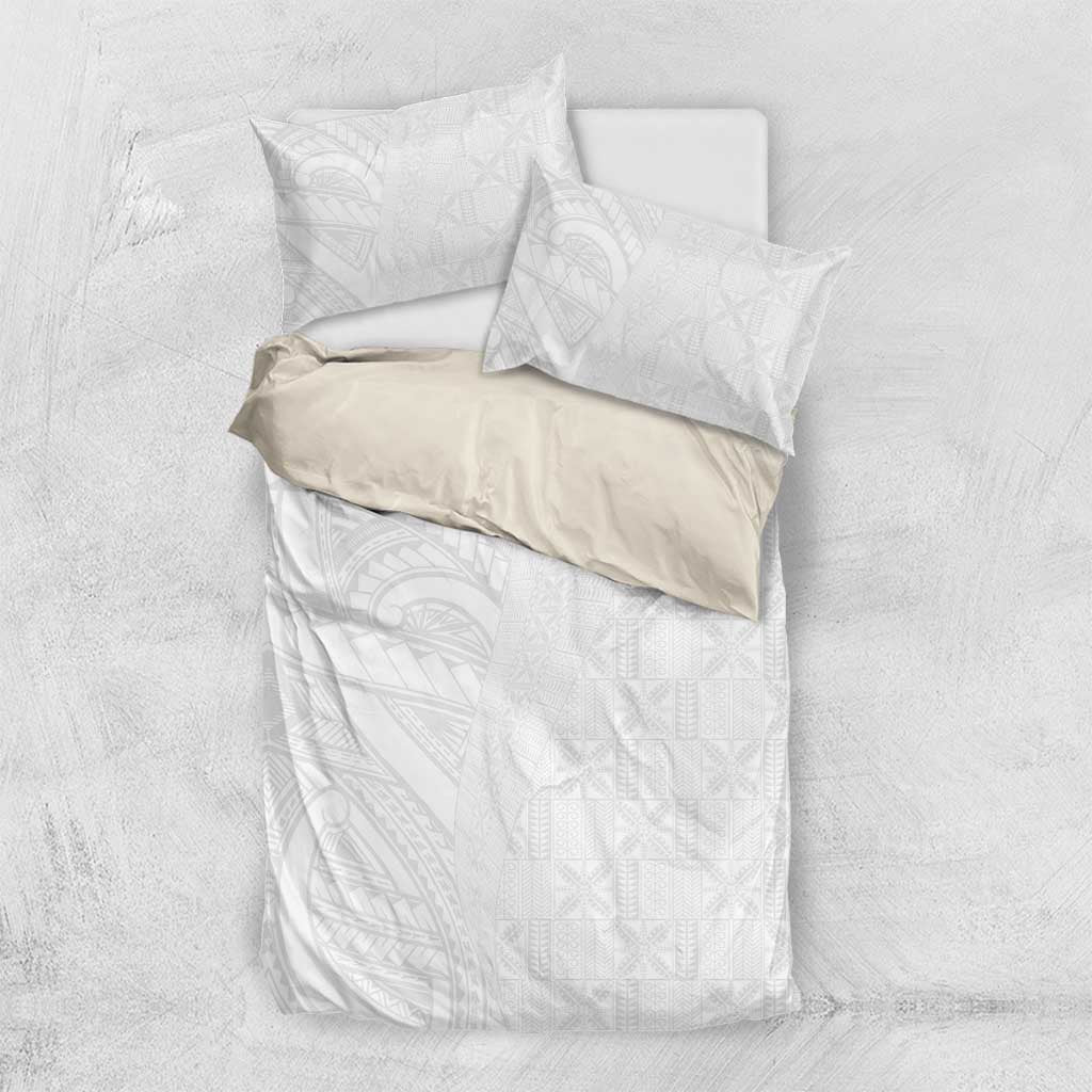 Niue White Sunday Bedding Set Hiapo Tribal Art Tattoos LT03 US Twin 172cm x 218cm White - Polynesian Pride