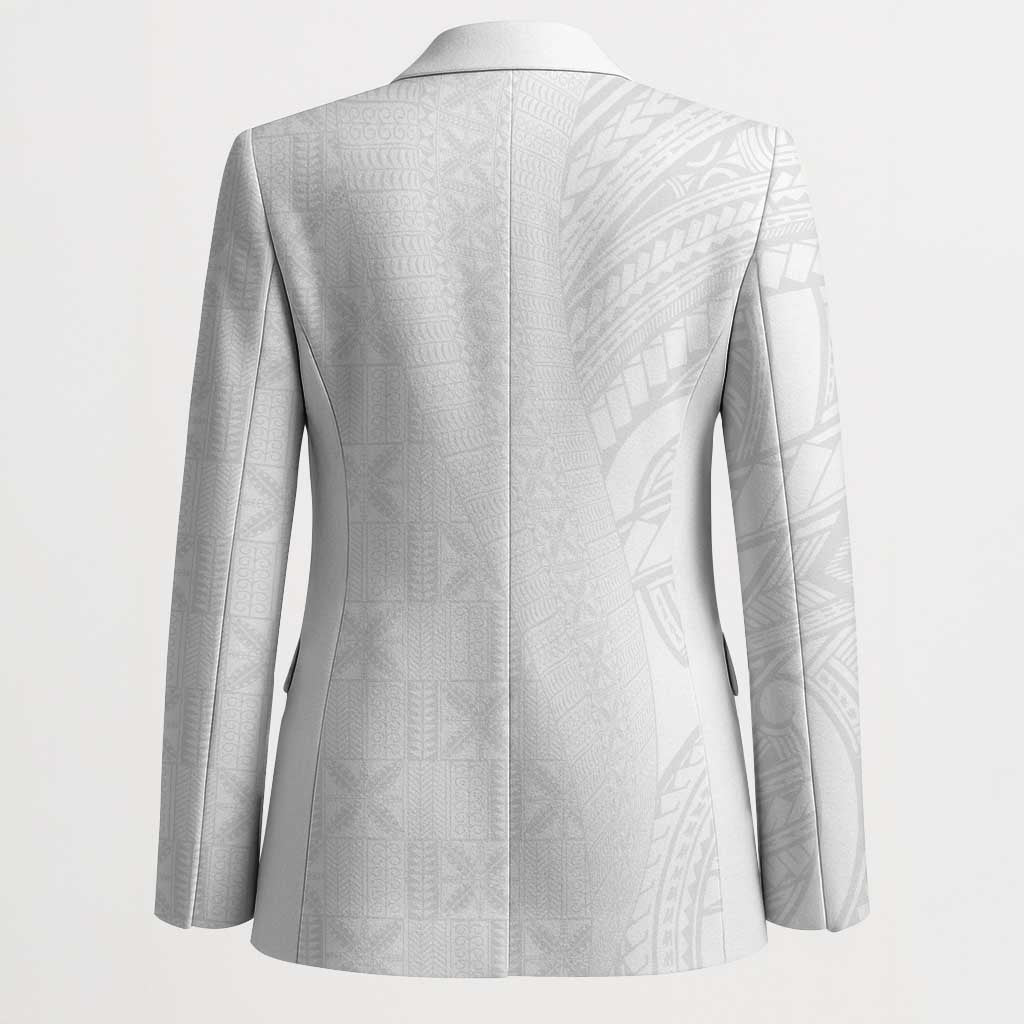 Niue White Sunday Blazer Hiapo Tribal Art Tattoos LT03 - Polynesian Pride
