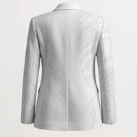 Niue White Sunday Blazer Hiapo Tribal Art Tattoos LT03 - Polynesian Pride