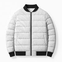 Niue White Sunday Bomber Puffer Jacket Hiapo Tribal Art Tattoos LT03 Unisex White - Polynesian Pride
