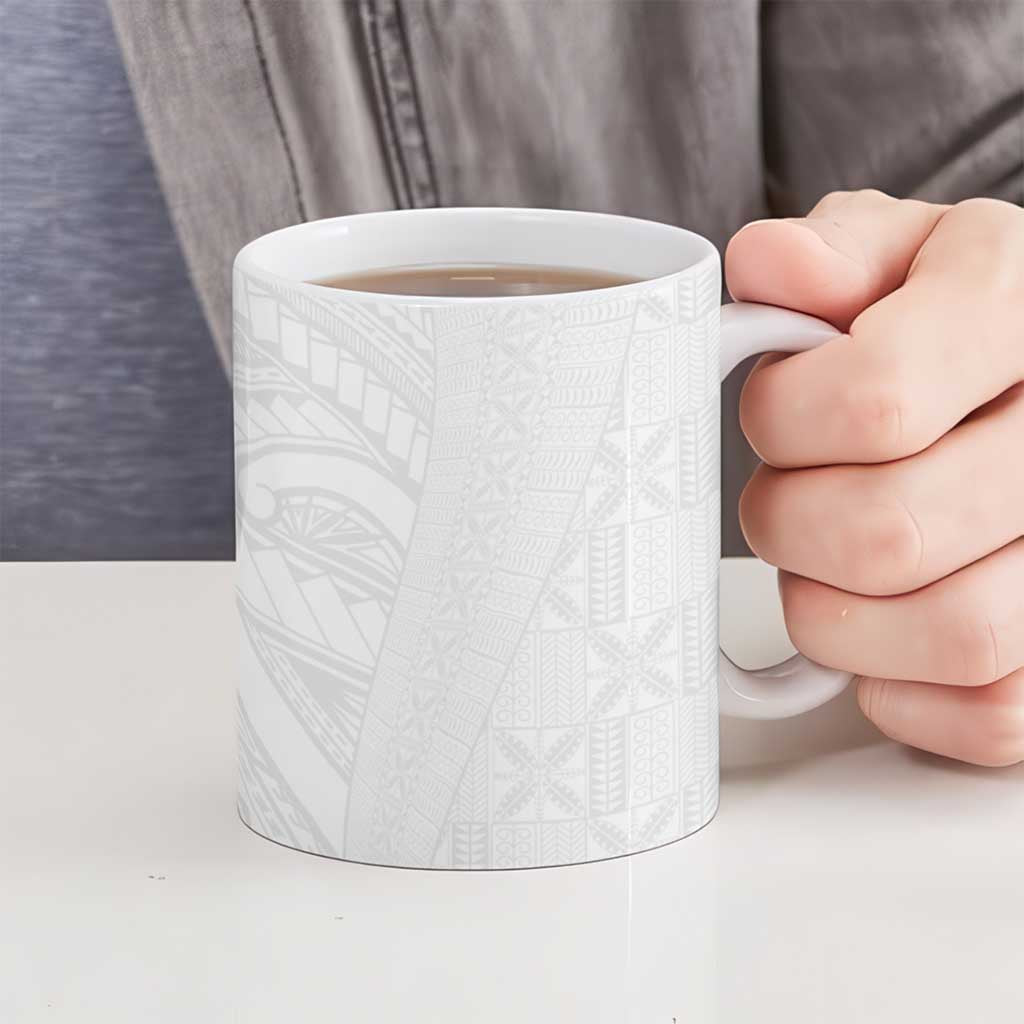 Niue White Sunday Ceramic Mug Hiapo Tribal Art Tattoos LT03 - Polynesian Pride