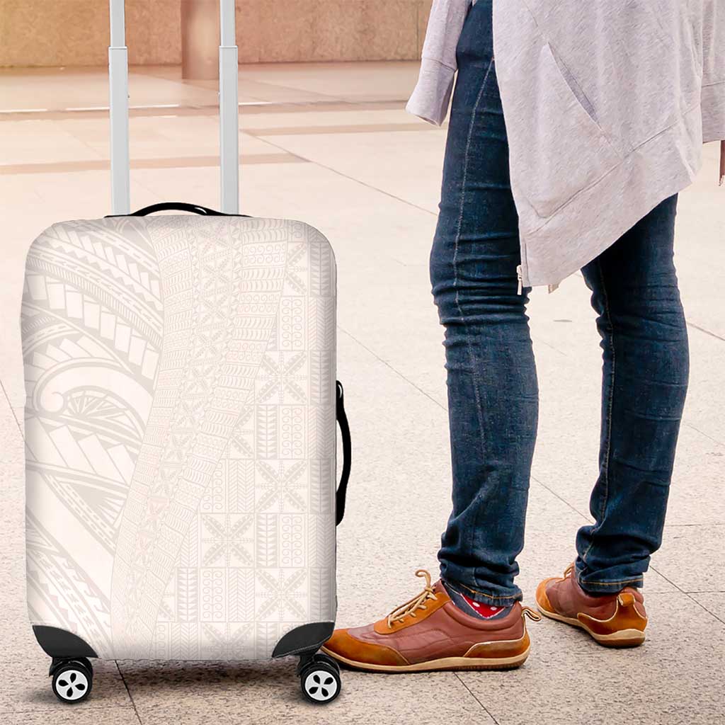 Niue White Sunday Luggage Cover Hiapo Tribal Art Tattoos LT03 White - Polynesian Pride