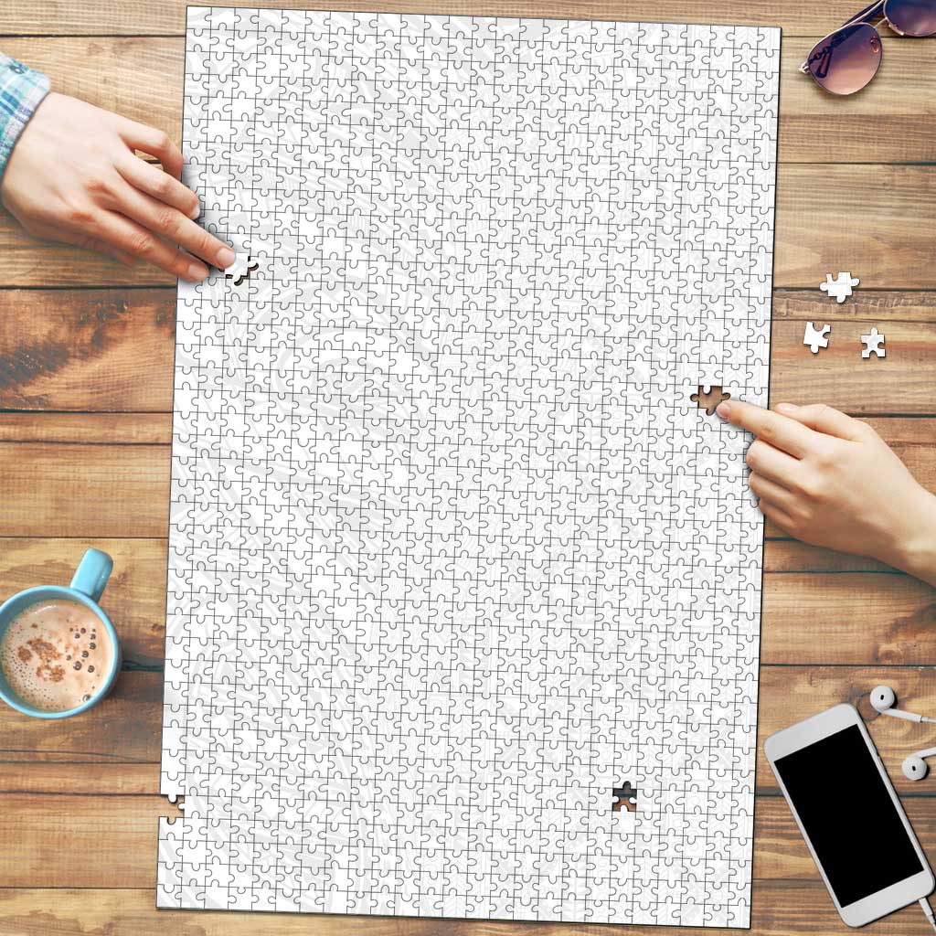 Niue White Sunday Puzzle Hiapo Tribal Art Tattoos LT03 White - Polynesian Pride