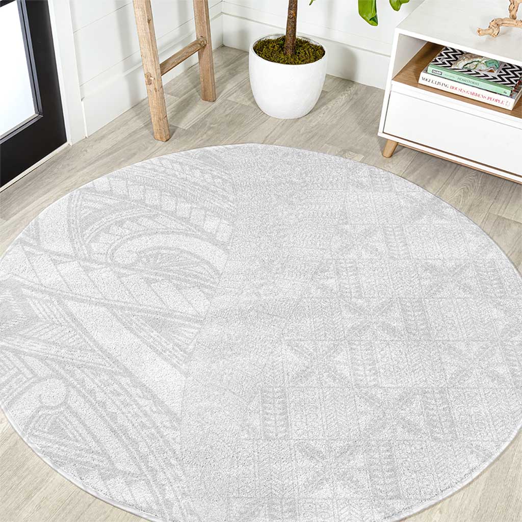 Niue White Sunday Round Carpet Hiapo Tribal Art Tattoos LT03 White - Polynesian Pride
