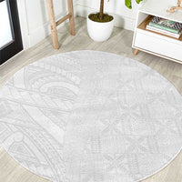 Niue White Sunday Round Carpet Hiapo Tribal Art Tattoos LT03 White - Polynesian Pride