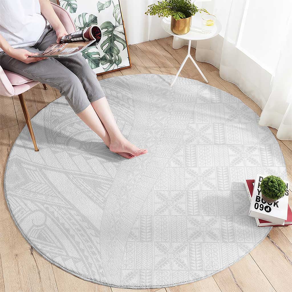 Niue White Sunday Round Carpet Hiapo Tribal Art Tattoos LT03 - Polynesian Pride