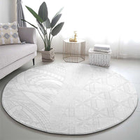 Niue White Sunday Round Carpet Hiapo Tribal Art Tattoos LT03 - Polynesian Pride