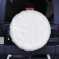 Niue White Sunday Spare Tire Cover Hiapo Tribal Art Tattoos LT03 No hole White - Polynesian Pride