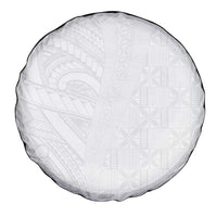Niue White Sunday Spare Tire Cover Hiapo Tribal Art Tattoos LT03 - Polynesian Pride