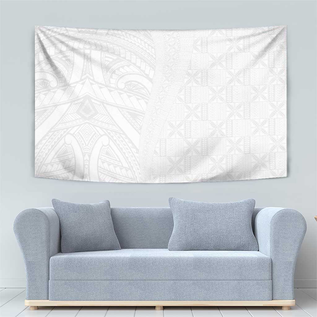 Niue White Sunday Tapestry Hiapo Tribal Art Tattoos LT03 - Polynesian Pride