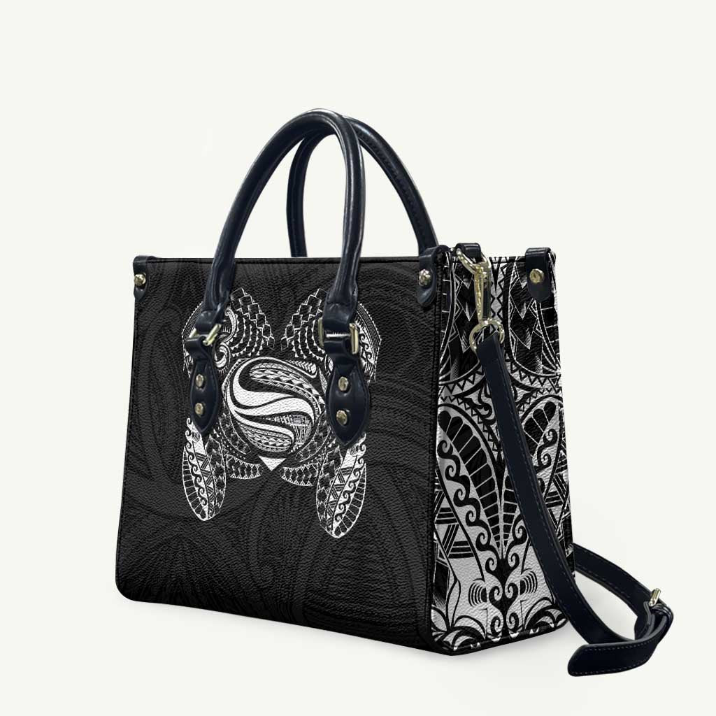 Super Samoan Traditional Tribal Art Tattoos Leather Bag Black Color LT03 Black - Polynesian Pride