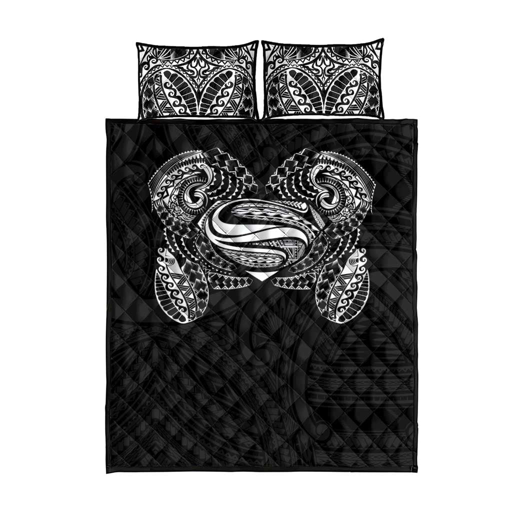 Super Samoan Traditional Tribal Art Tattoos Quilt Bed Set Black Color LT03 - Polynesian Pride