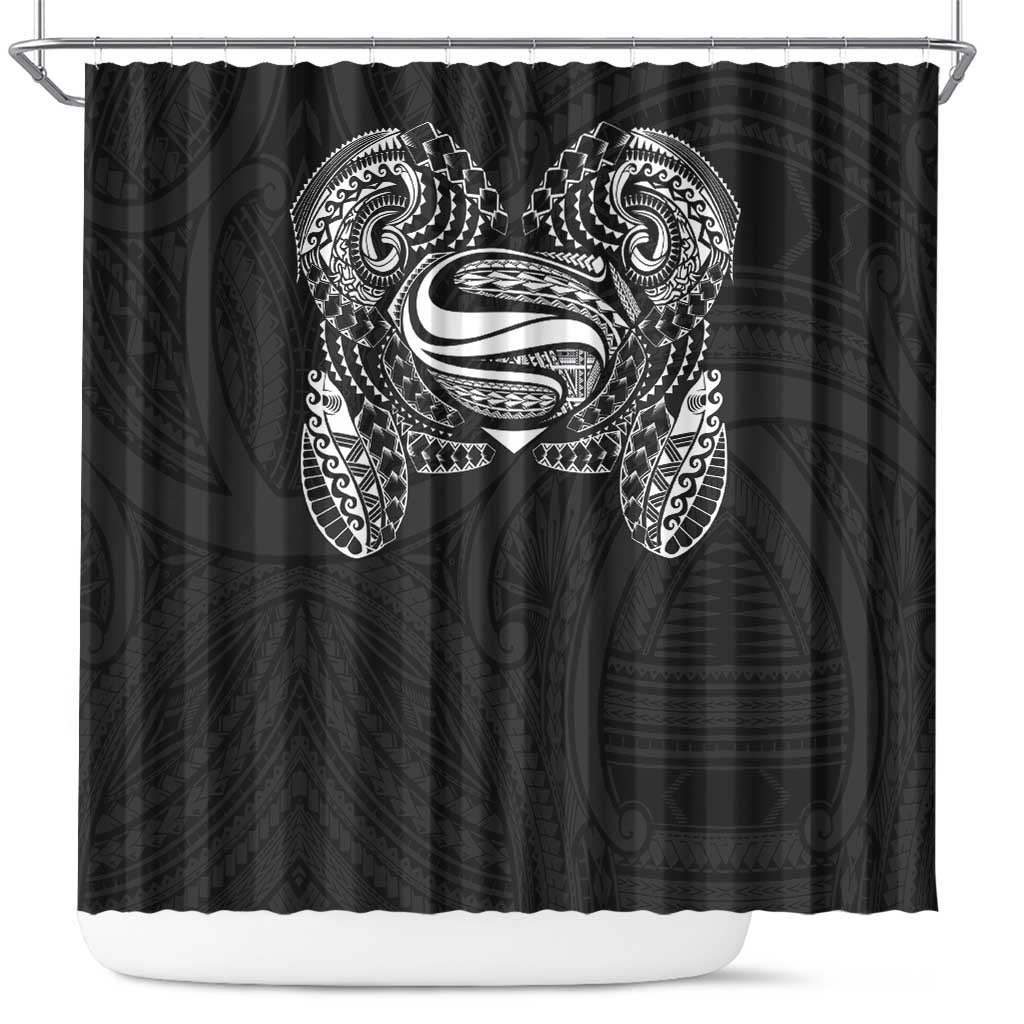 Super Samoan Traditional Tribal Art Tattoos Shower Curtain Black Color LT03 Black - Polynesian Pride