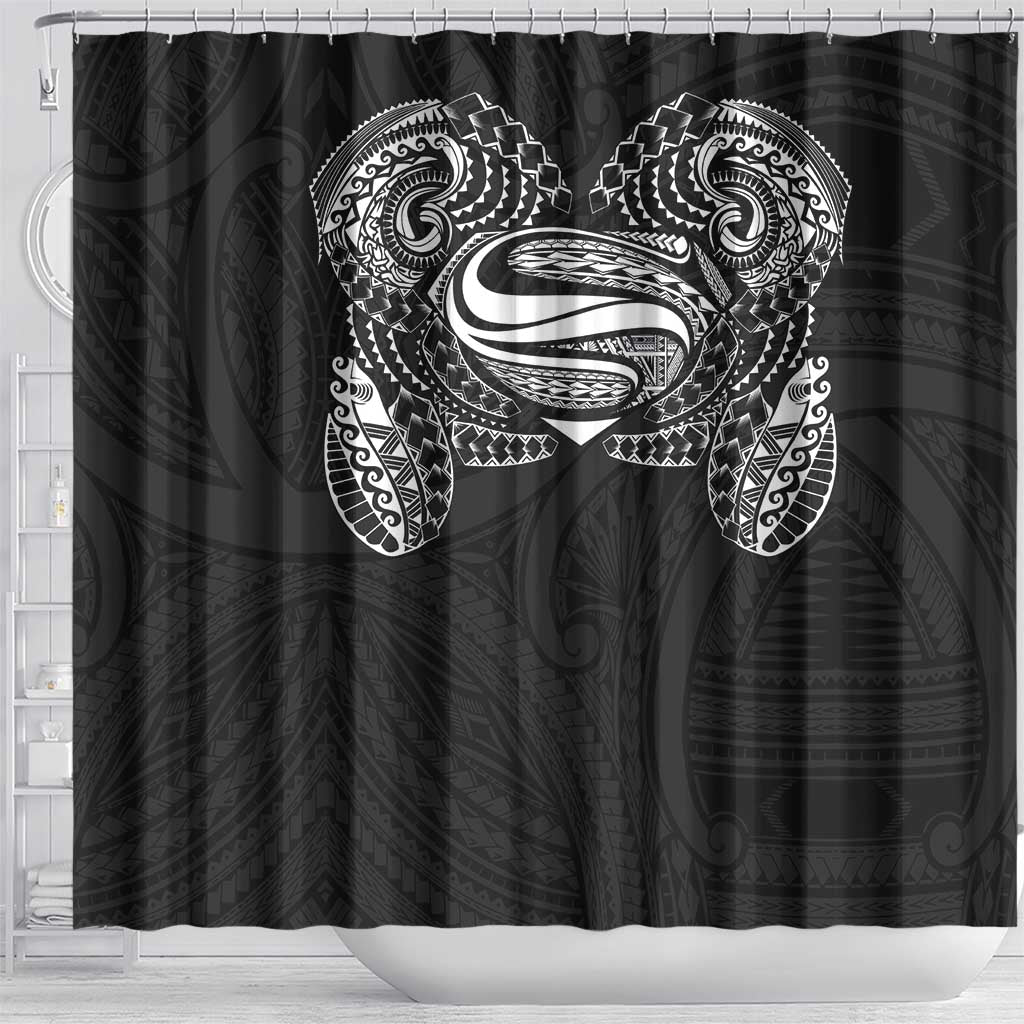 Super Samoan Traditional Tribal Art Tattoos Shower Curtain Black Color LT03 - Polynesian Pride