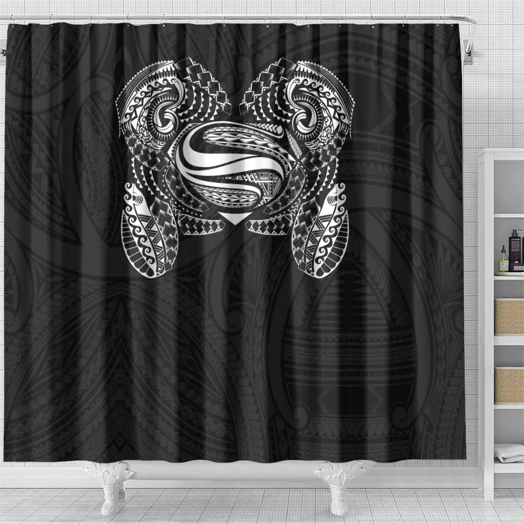 Super Samoan Traditional Tribal Art Tattoos Shower Curtain Black Color LT03 - Polynesian Pride